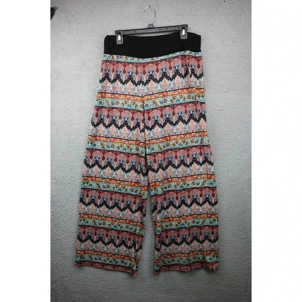 Ashley Blue Women's Wide Leg Silky Pull-On Pants-Size Large